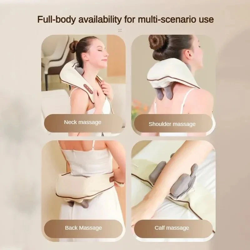 Wireless Neck Back Massager 5D Shiatsu Heated Pillow