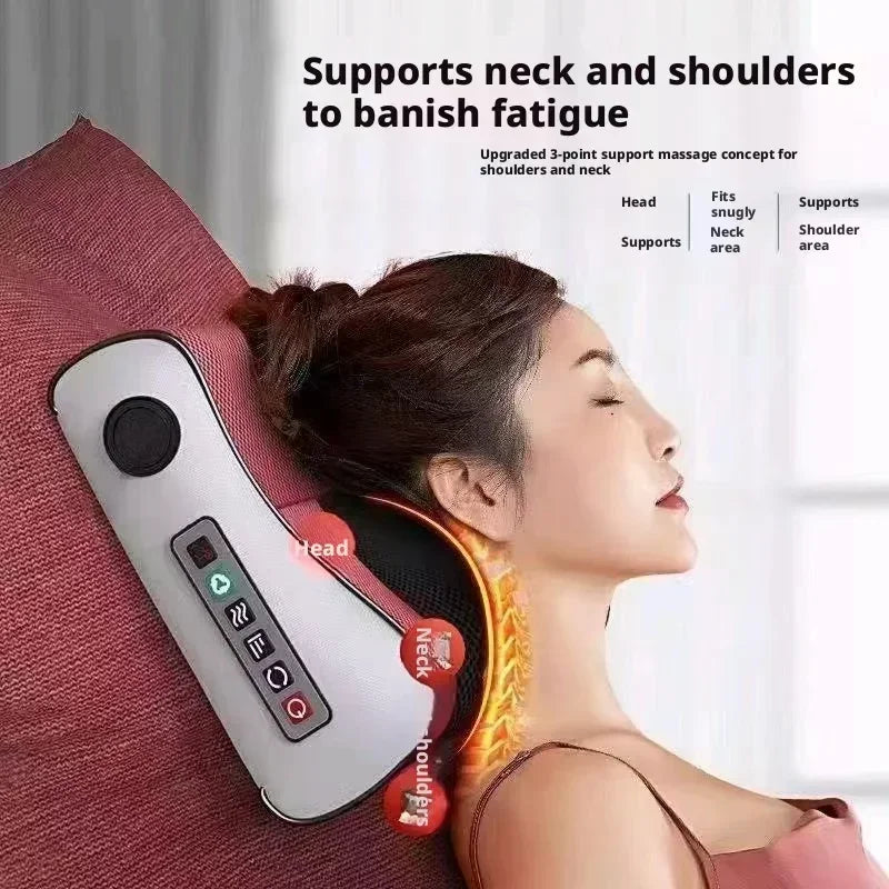 Neck Massager Pillow With Heat, 3-Point Shiatsu Kneading For Fatigue Relief