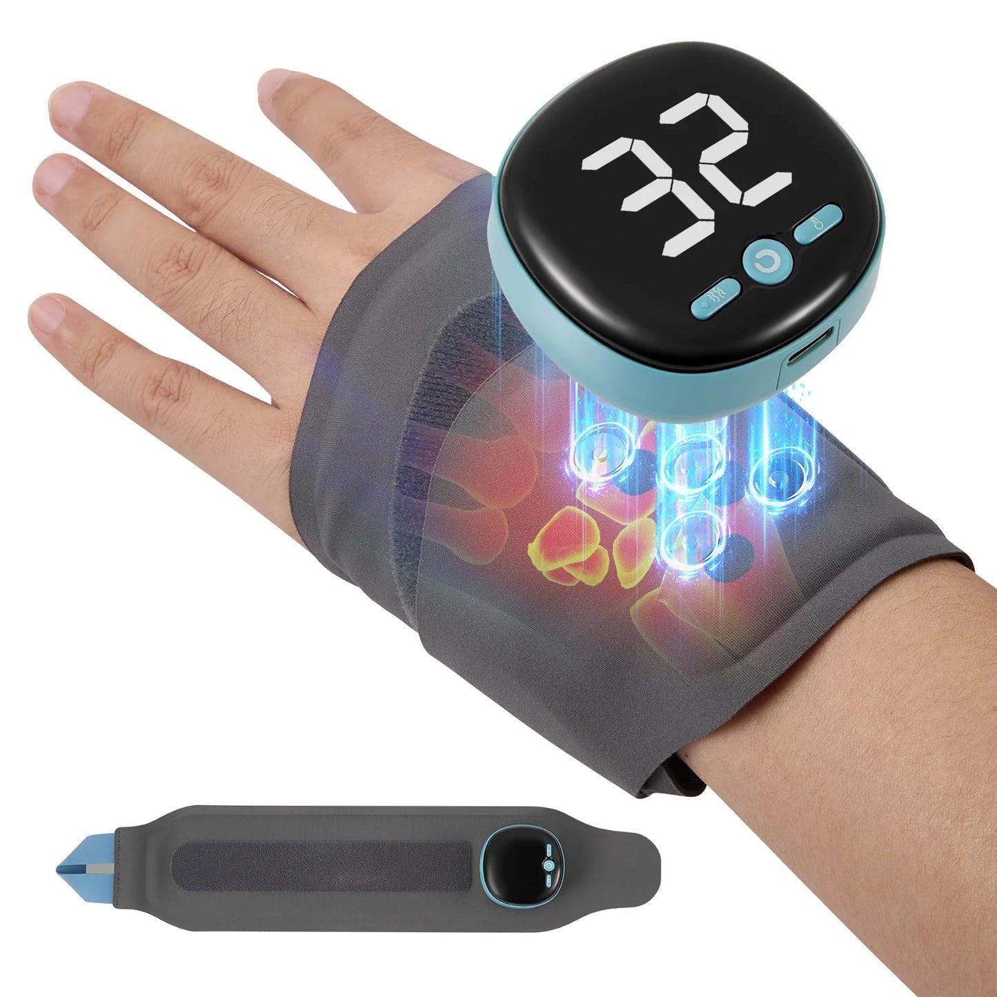 Wireless EMS Pain Relief Wrist Massager With Heat Guard