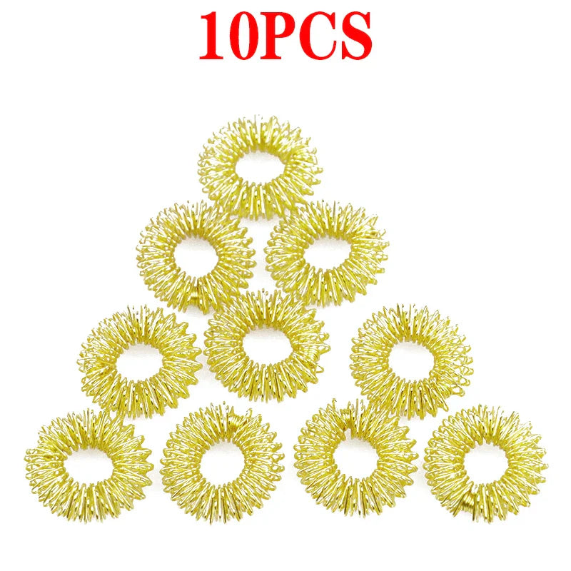 Gold Silver Plated Finger Massage Rings Spiky Acupressure