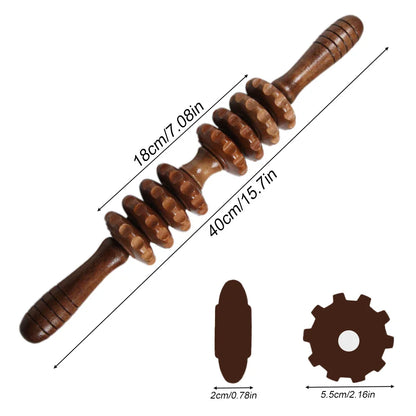 Wood Therapy Roller Gear Stick – High-Quality Natural Wood Massage Tool