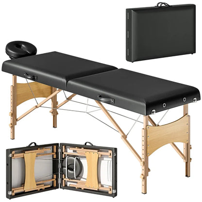 Foldable Mobile Massage Bed With Adjustable Height Headrest