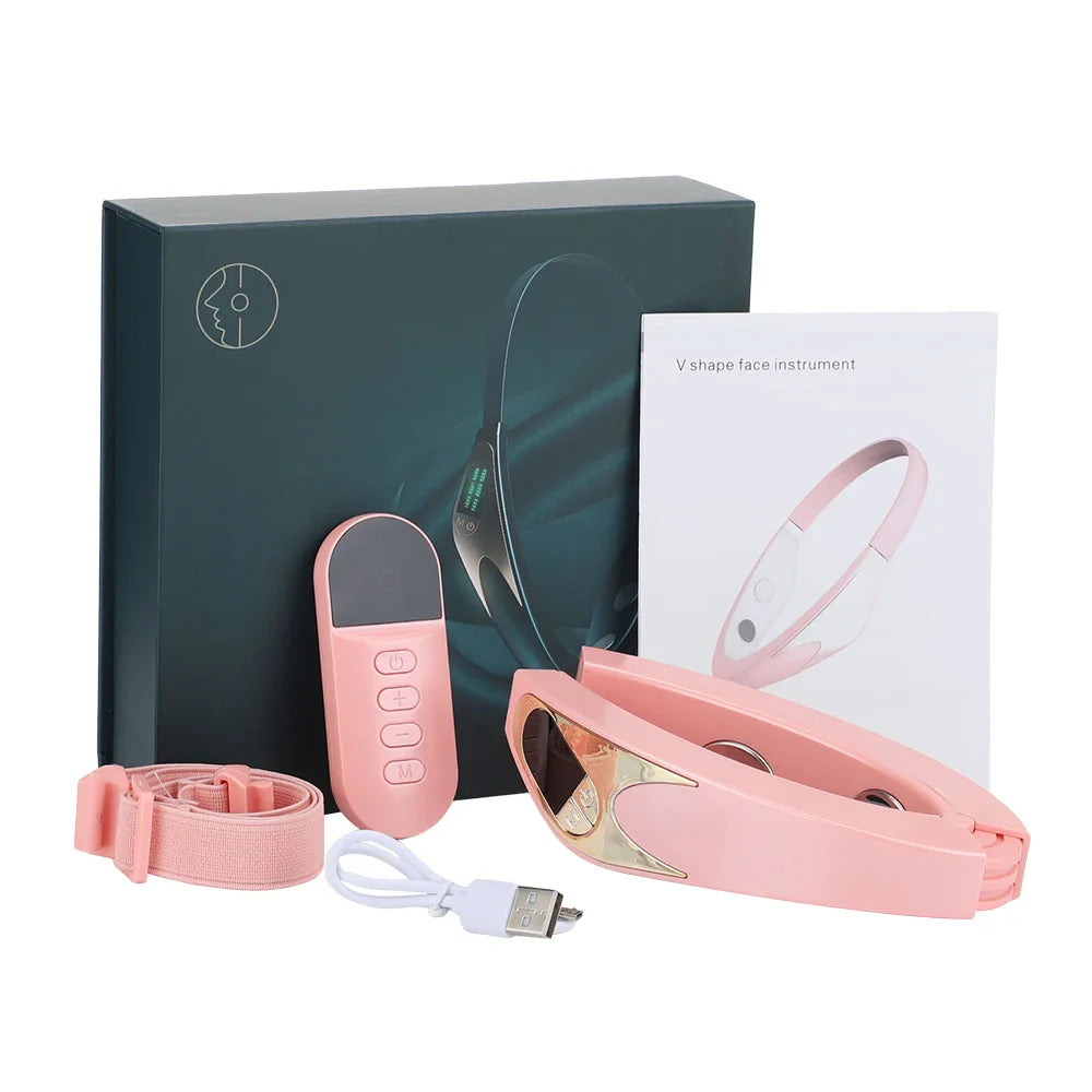 V Shape Face Massager EMS Microcurrent Chin Lift Remote