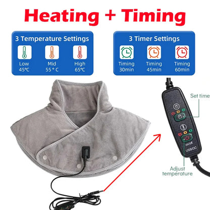 Electric Heating Shoulder Neck Pad Massager 3 Gear Shawl
