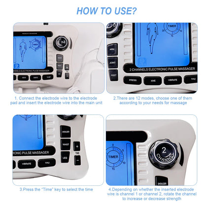 EMS Nerve Muscle Stimulator TENS Massager with Knead, Press, Vibrate