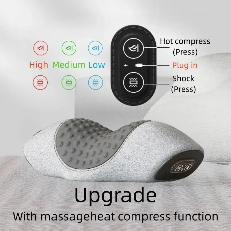 Neck Massage Pillow Vibration Hot Compress Memory Foam