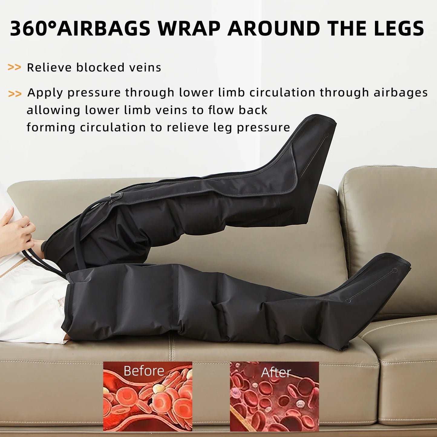 Air Compression Leg Massage 6 Airbag Boots – Relieves Pain