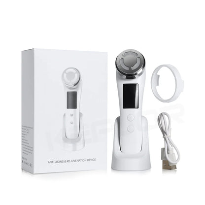 RF Facial Massager for Skin Tightening and Lifting with EMS Microcurrent