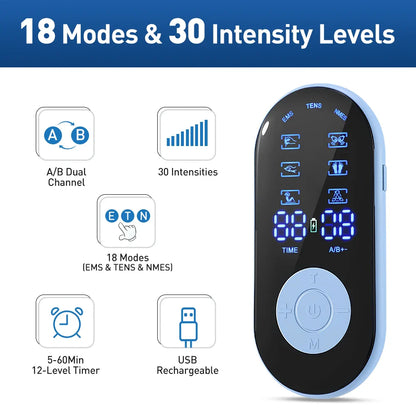 6 Modes Tens EMS NMES Dual Channel Stimulator For Massage