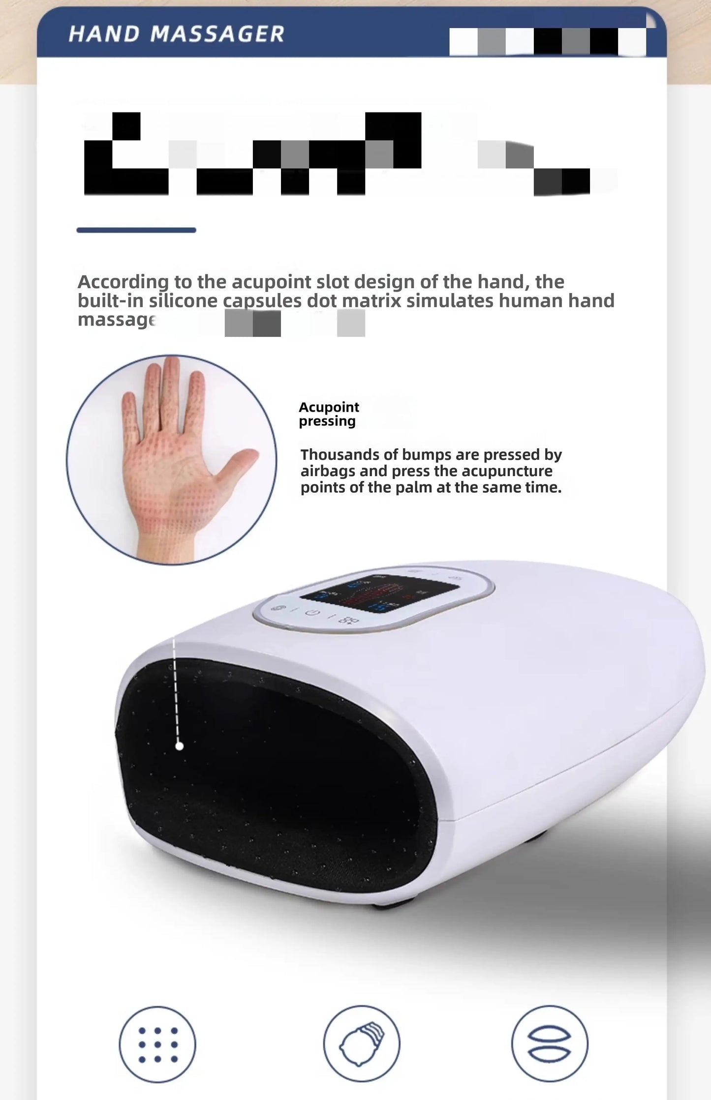 Electric Hand Massager With Airbag Hot Compress And 3 Modes