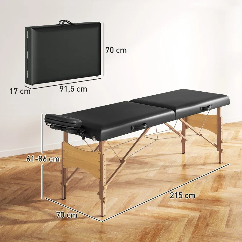 Foldable Mobile Massage Bed With Adjustable Height Headrest