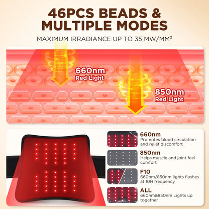 LED Red Light Therapy Pad Massager for Body, 660nm-850nm, Cordless