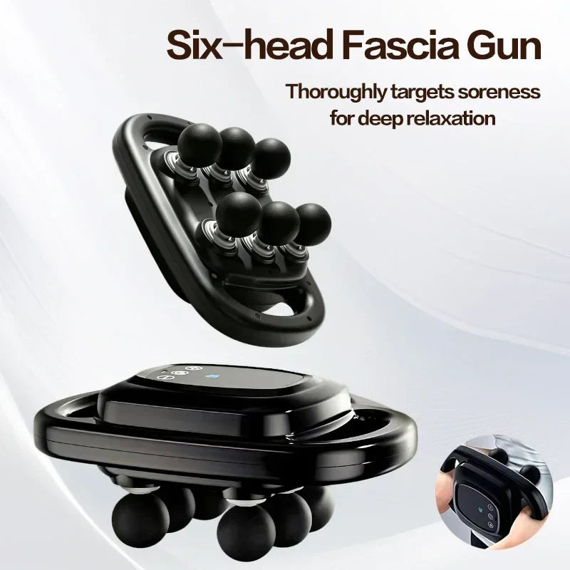6-Head Deep Tissue Massage Gun with Powerful Vibration for Full-Body Recovery