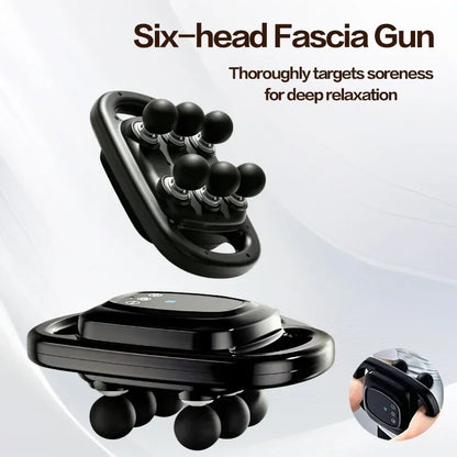 6-Head Deep Tissue Massage Gun with Powerful Vibration for Full-Body Recovery