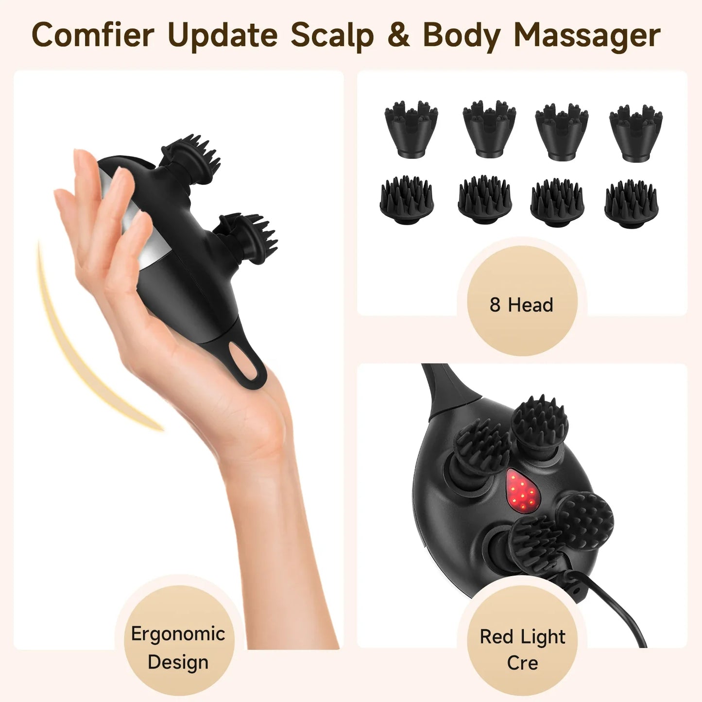 Electric Scalp Massager With 8 Heads 37 Modes Waterproof