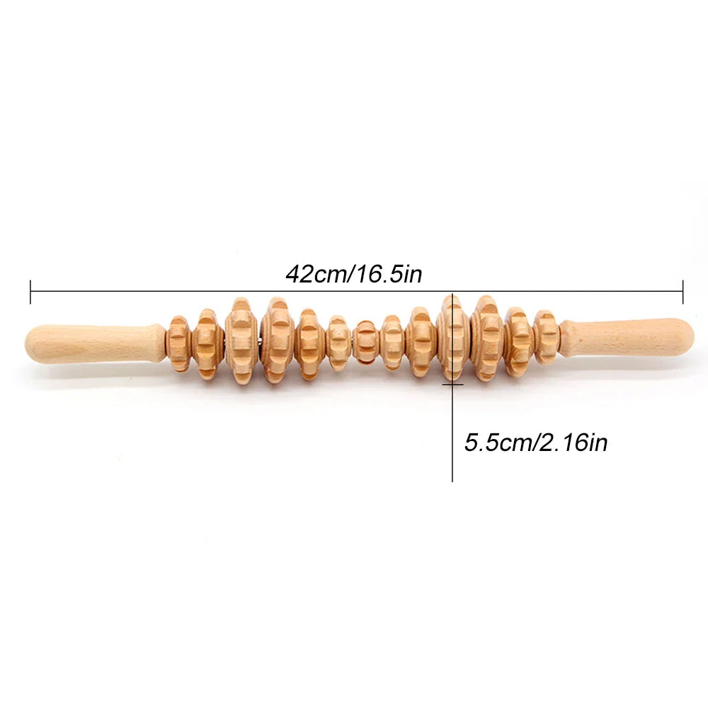 Wood Therapy Roller Gear Stick – High-Quality Natural Wood Massage Tool