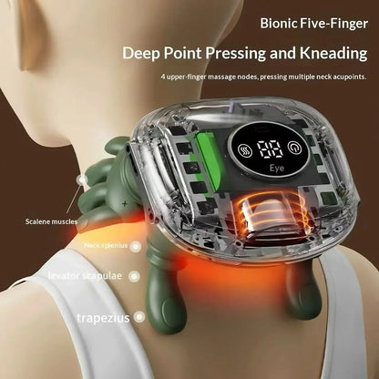Wireless Heated Finger Massager for Neck, Shoulders, Trapezius Brushless Motor
