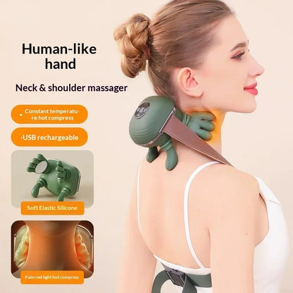 Wireless Heated Neck and Shoulder Massager with Kneading Trapezius Massage