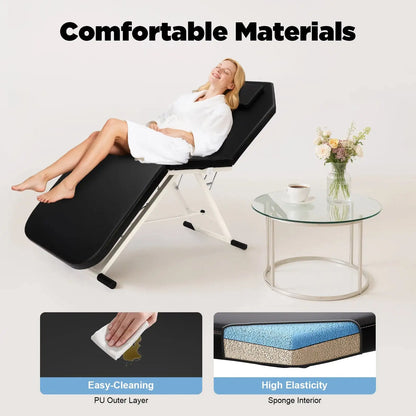 Foldable Massage Table With Pillow – Adjustable Backrest