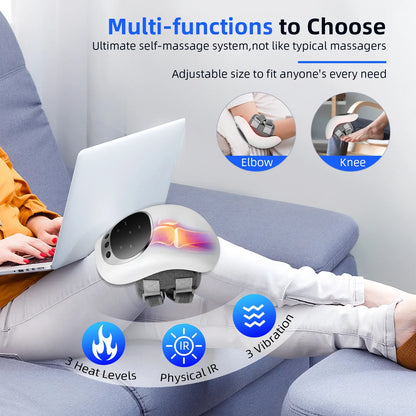 Cordless Knee Massager With Heat Vibration LED Light