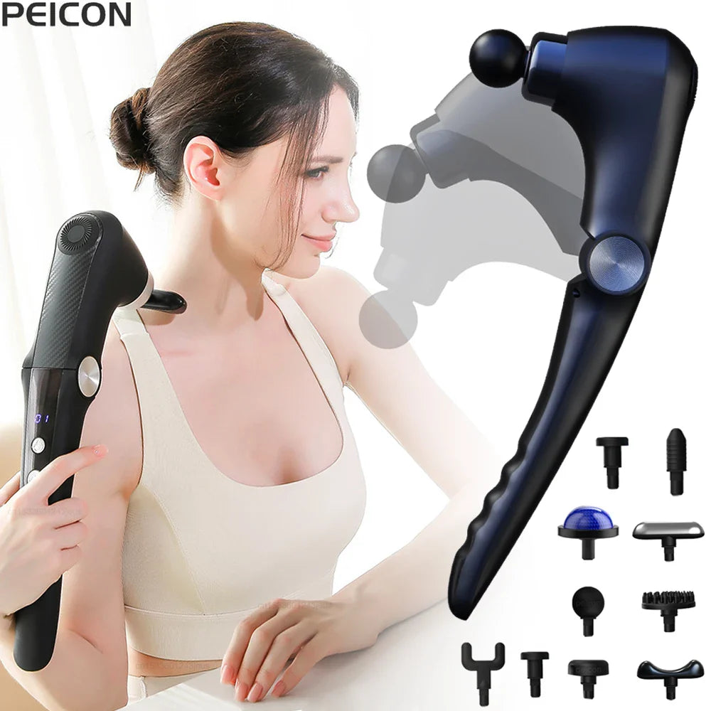 Fascia Massage Gun with Extended Handle for Shoulder and Back Full Body Massage