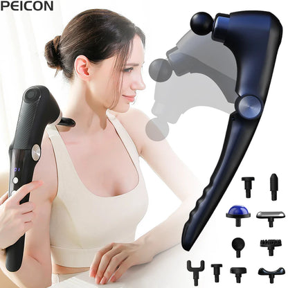 Fascia Massage Gun with Extended Handle for Shoulder and Back Full Body Massage