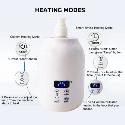 250ML Electric Massage Oil Warmer – Digital LED Touch Screen