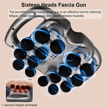 16-Head Cordless Massage Gun - Deep Tissue Percussion