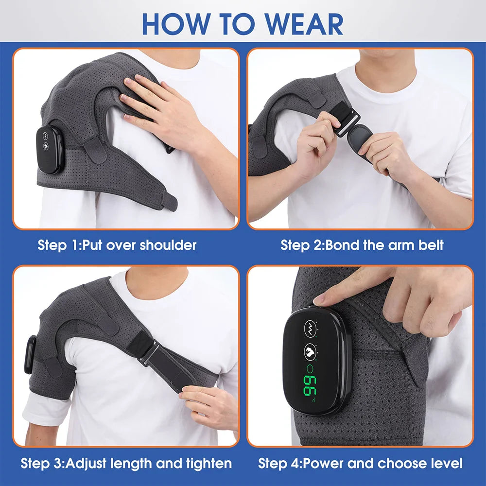 Rechargeable Wireless Shoulder Massager With Heat Vibration