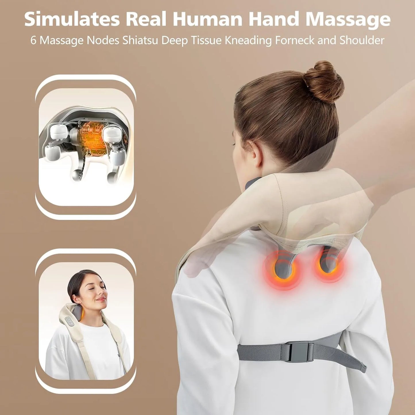 Neck Massager Cordless Shiatsu – Deep Heat Therapy Pro