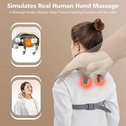 Neck Massager Cordless Shiatsu – Deep Heat Therapy Pro