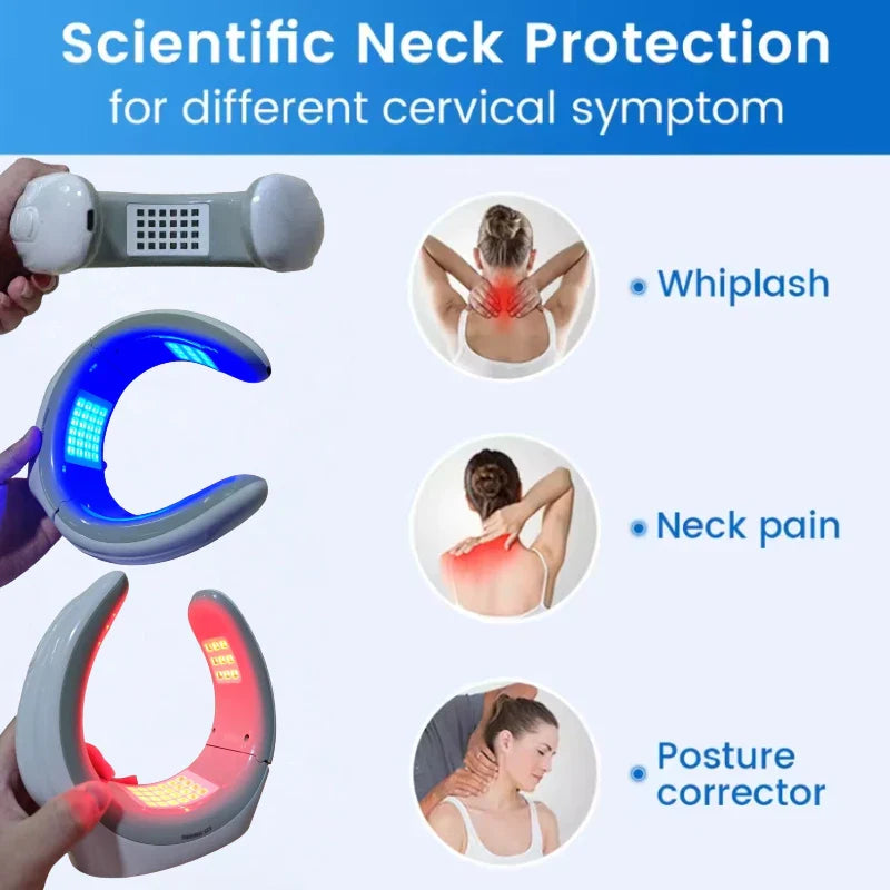 Cervical Spine Massager 3 Gears 6 Modes USB Charge Red Blue
