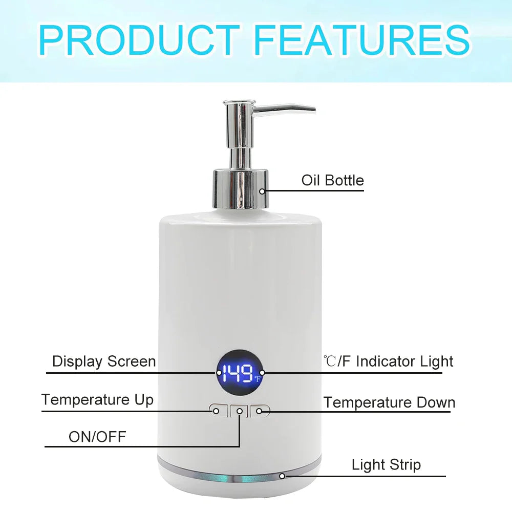 Massage Oil Warmer Lotion Heater – LED Display Timer
