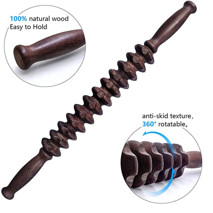 Wooden Exercise Roller Gua Sha – Handheld Muscle Massager for Sports Injuries