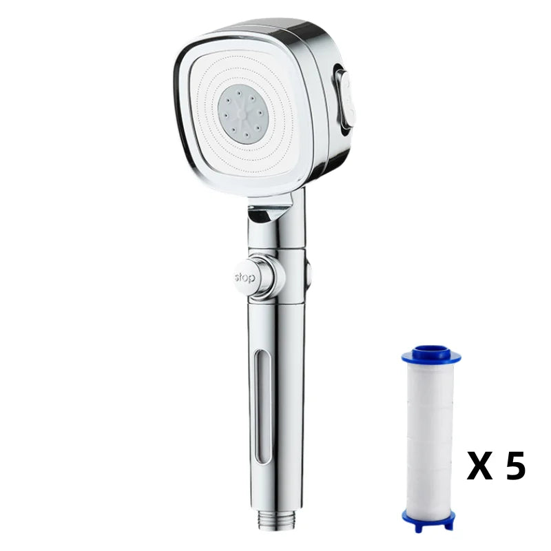 3 Modes Built-in Filiter High Pressure Shower Head with One-key Stop Button Shower Massage Spa Handheld Showerhead For Bathroom
