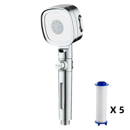 3 Modes Built-in Filiter High Pressure Shower Head with One-key Stop Button Shower Massage Spa Handheld Showerhead For Bathroom