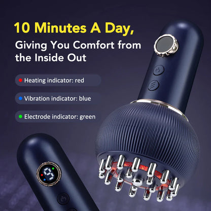 Meridian EMS Pulse Heating Massage Guasha Lymph Drainage Brush