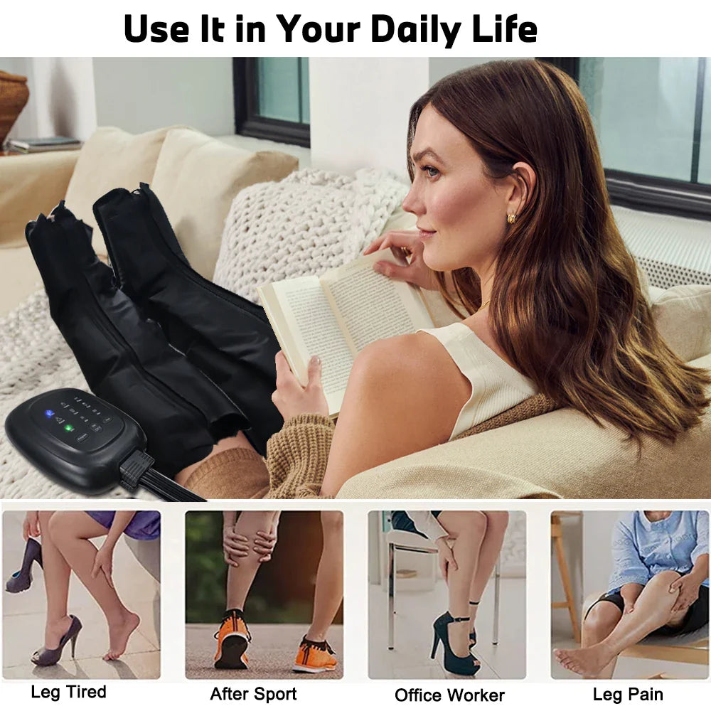 Air Compression Foot and Calf Massager for Circulation and Edema Relief