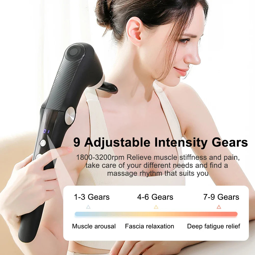 Fascia Massage Gun with Extended Handle for Shoulder and Back Full Body Massage