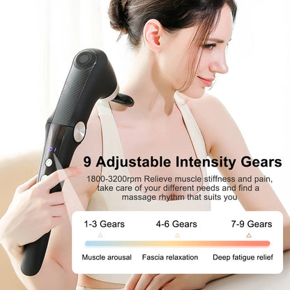 Fascia Massage Gun with Extended Handle for Shoulder and Back Full Body Massage