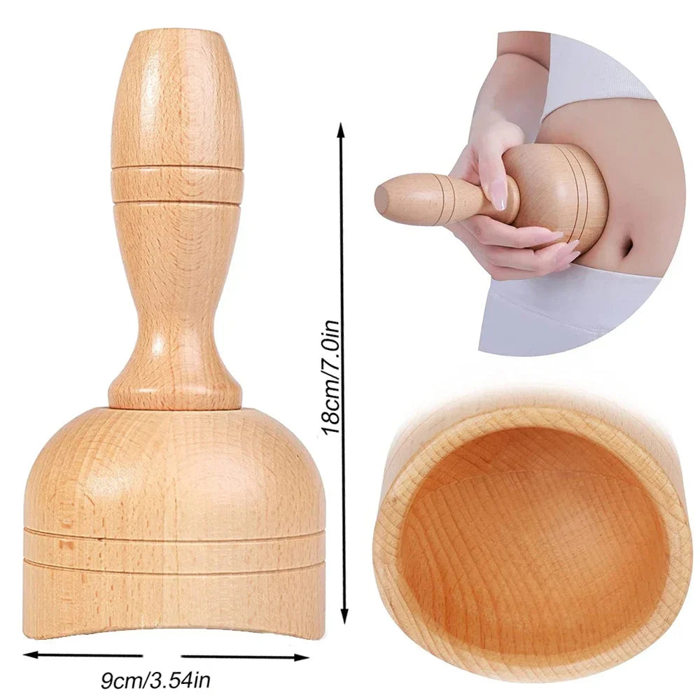 Wooden Therapy Cup with Roller – Natural Body Shaping Massage Tool