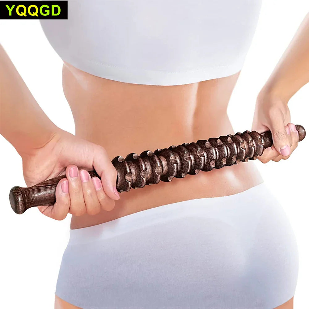Wooden Exercise Roller Gua Sha – Handheld Muscle Massager for Sports Injuries