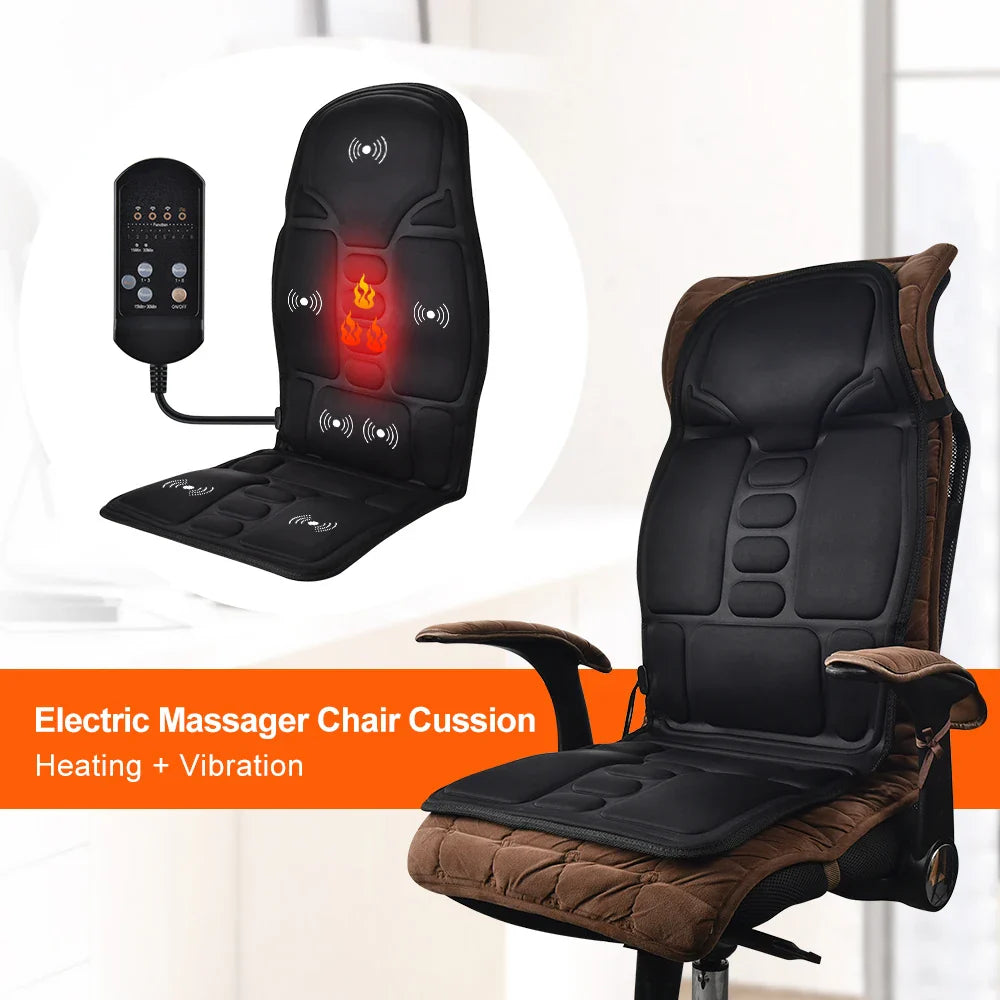 Electric Heating Vibrating Back Massage Cushion – 7 Motors