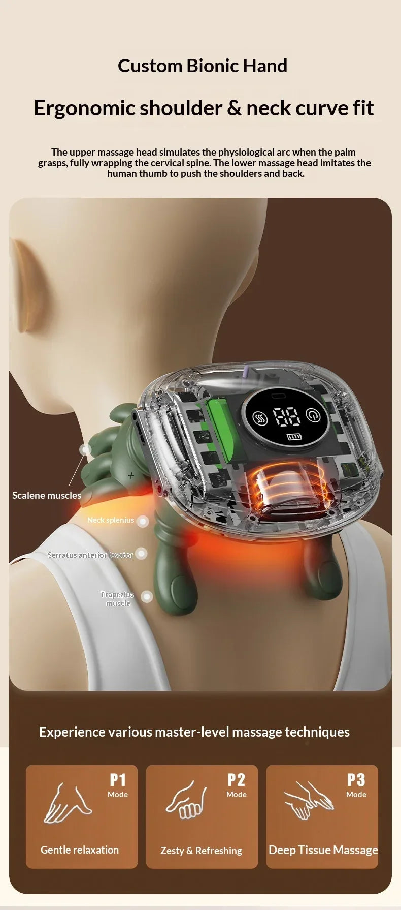 Wireless Neck and Shoulder Massager with 3 Speeds Kneading Massage Shawl