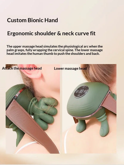 Wireless Heated Neck and Shoulder Massager with Kneading Trapezius Massage