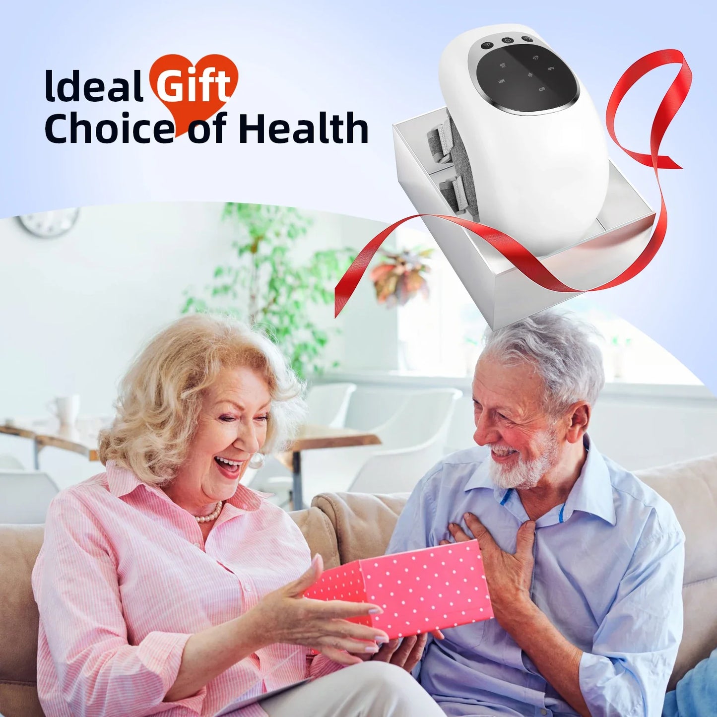 Cordless Knee Massager With Heat Vibration LED Light