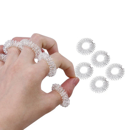 Gold Silver Plated Finger Massage Rings Spiky Acupressure