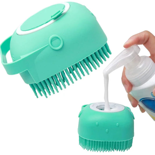 2-in-1 Dog and Cat Shampoo Brush with Silicone Massage