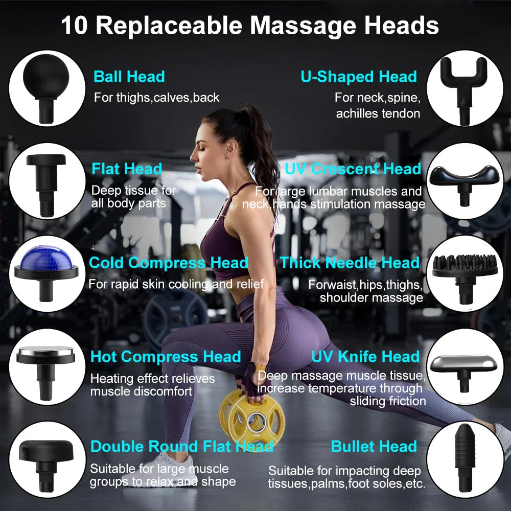 Fascia Massage Gun Electric Muscle Massager With Handle For Full Body