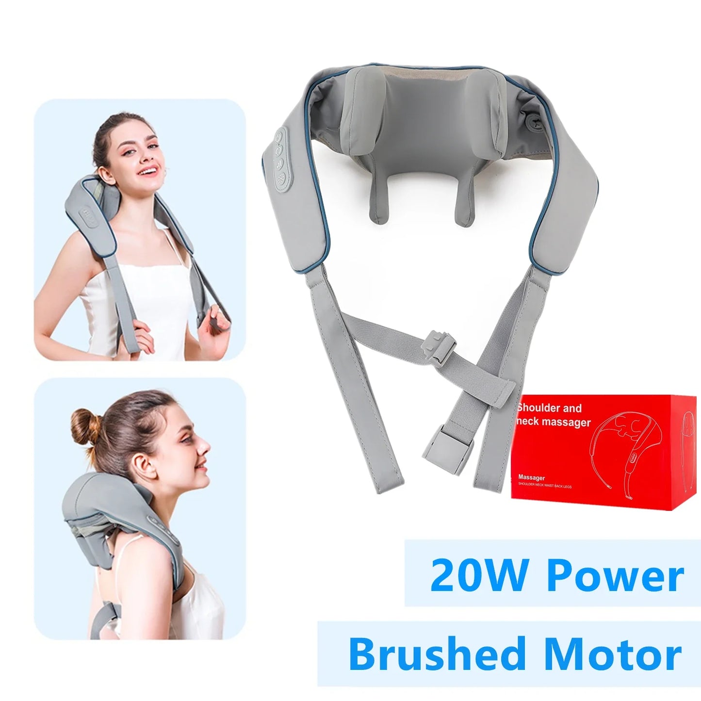 Foreverlily 26W Brushless Motor Neck And Shoulder Massager – Wireless Kneading Relaxation